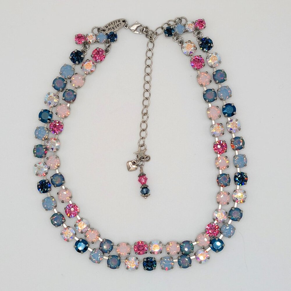 2-Strand Austrian Crystal Necklace, Spring Flowers, Cathie Nilson, Pinks, Blues